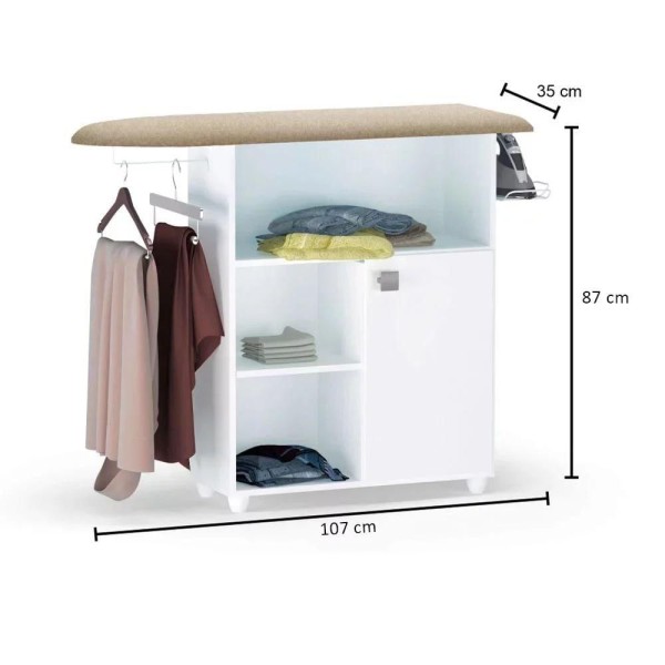 Encontraproduto.com.br - Tábua De Passar Roupa Com Balcão Vitória Branco 107 Cm - Pallazio
