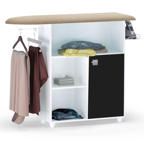 Encontraproduto.com.br - Tábua De Passar Roupa Com Balcão Vitória Branco-preto 107 Cm - Pallazio