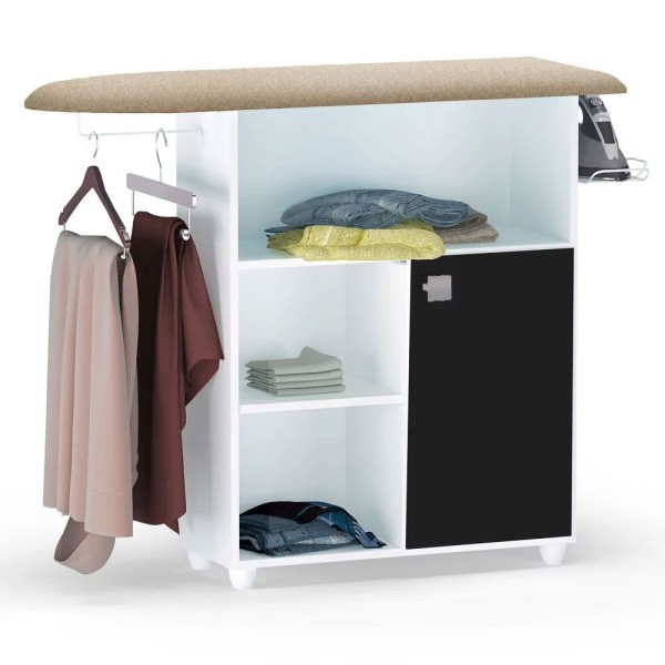 Encontraproduto.com.br - Tábua De Passar Roupa Com Balcão Vitória Branco-preto 107 Cm - Pallazio