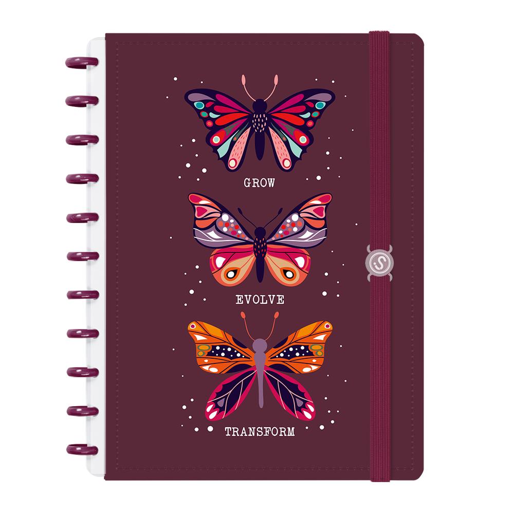 Caderno Disco 80 Folhas Grande Prime Borboleta Marsala