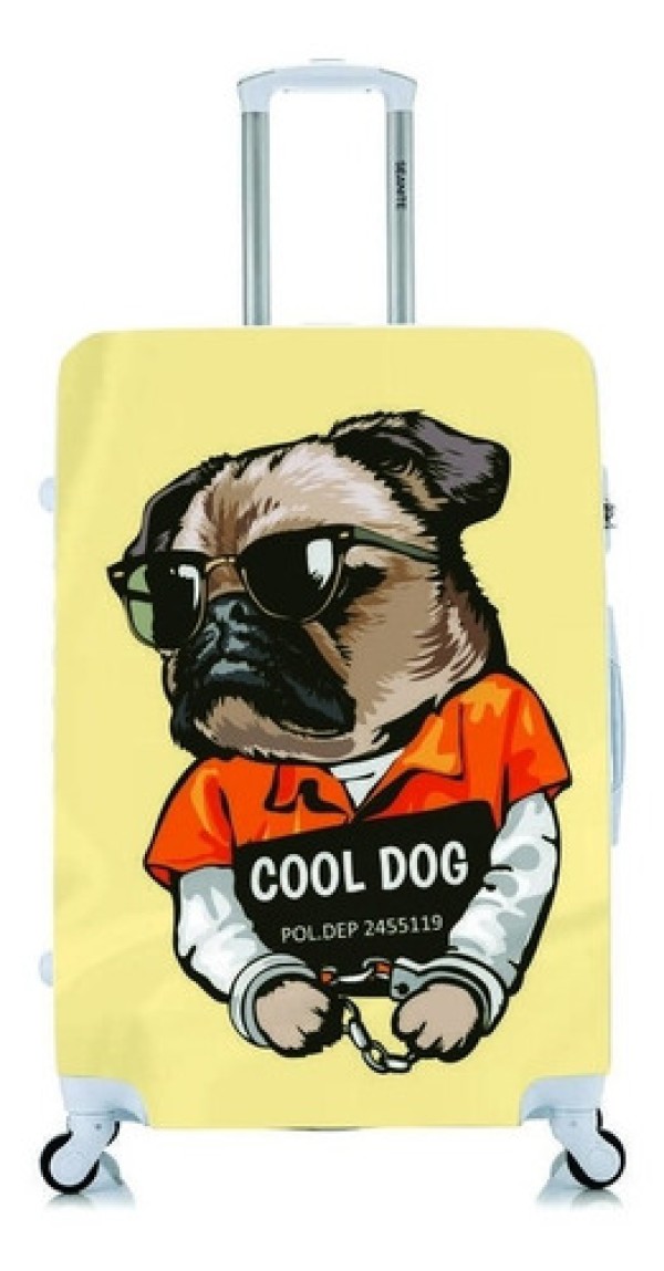 Capa Protetora Para Mala Viagem Grande Pug Cool Dog
