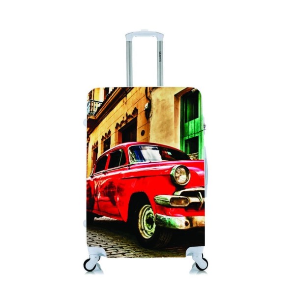 Capa Protetora Para Mala Viagem Pequena Carro Antigo Vermelho