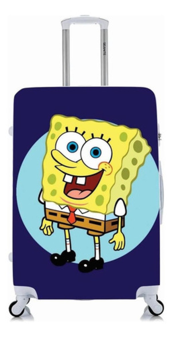 Encontraproduto.com.br - Capa Protetora Para Mala Viagem Média Bob Esponja Com Roxo
