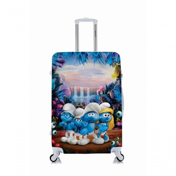 Encontraproduto.com.br - Capa Protetora Para Mala Viagem Personalizada Grande Os Smurfs