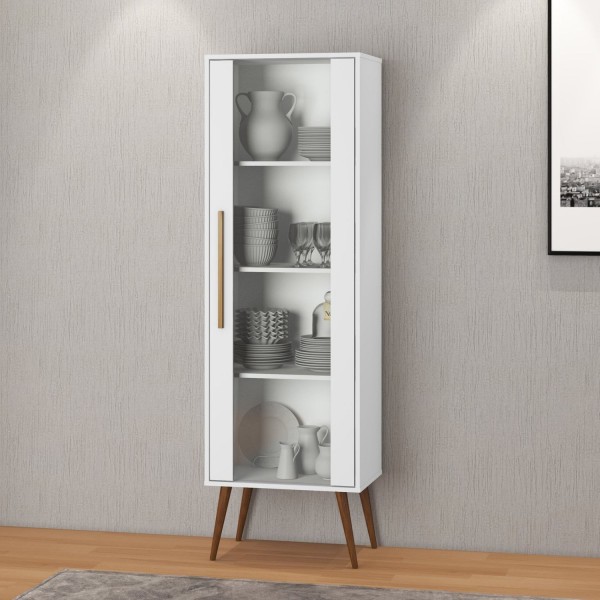 Encontraproduto.com.br - Cristaleira Sala Jantar RT3148 c/ 1 Porta Branco - Movelbento