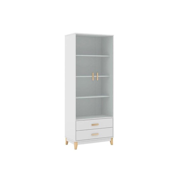 Encontraproduto.com.br - Cristaleira Sala Jantar LE6013 c/ 2 Portas e 2 Gavetas Branco - Movelbento