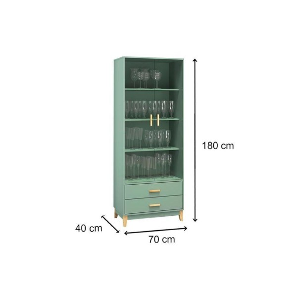 Encontraproduto.com.br - Cristaleira Sala Jantar LE6013 c/ 2 Portas e 2 Gavetas Branco - Movelbento