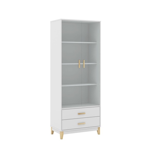 Encontraproduto.com.br - Cristaleira Sala Jantar LE6013 c/ 2 Portas e 2 Gavetas Branco - Movelbento