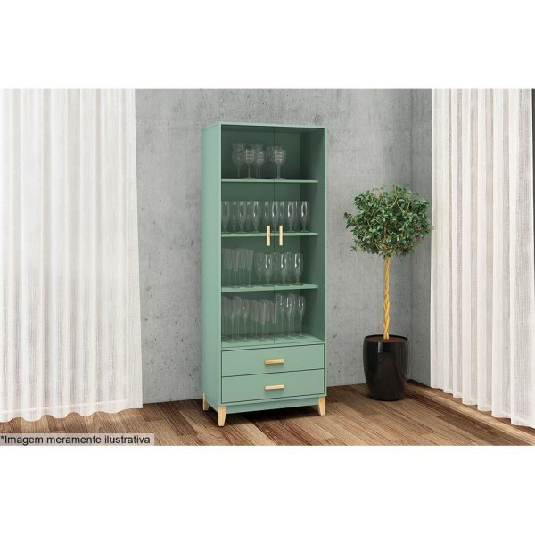 Encontraproduto.com.br - Cristaleira Sala Jantar LE6013 c/ 2 Portas e 2 Gavetas Freijo - Movelbento