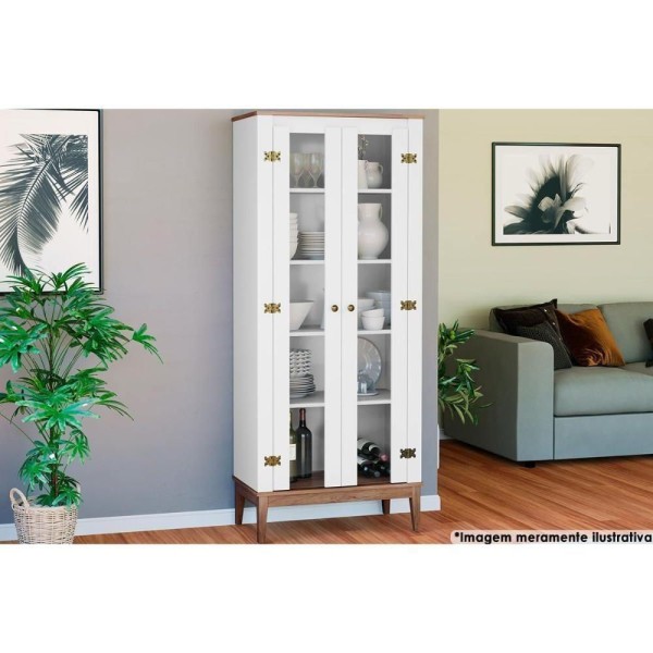 Cristaleira Sala Jantar Mb 1019 2 Portas Freijo-branco - Movelbento