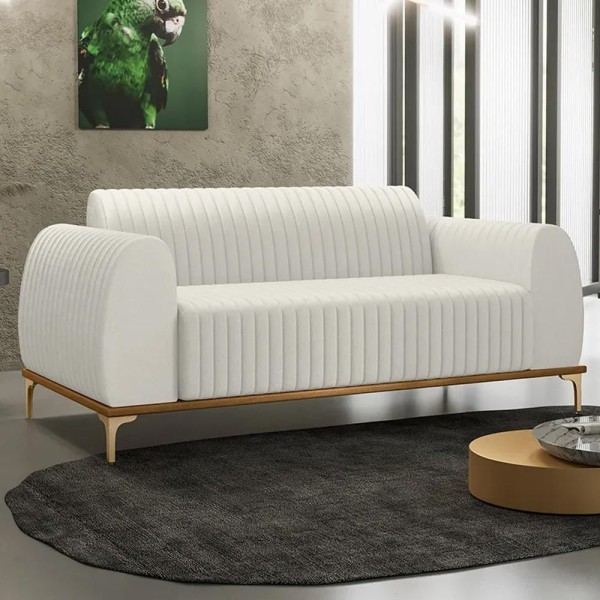 Encontraproduto.com.br - Sofá 150cm 2 Lugares Base Gold Molino D06 Linho C-367 Cru - Mpozenato