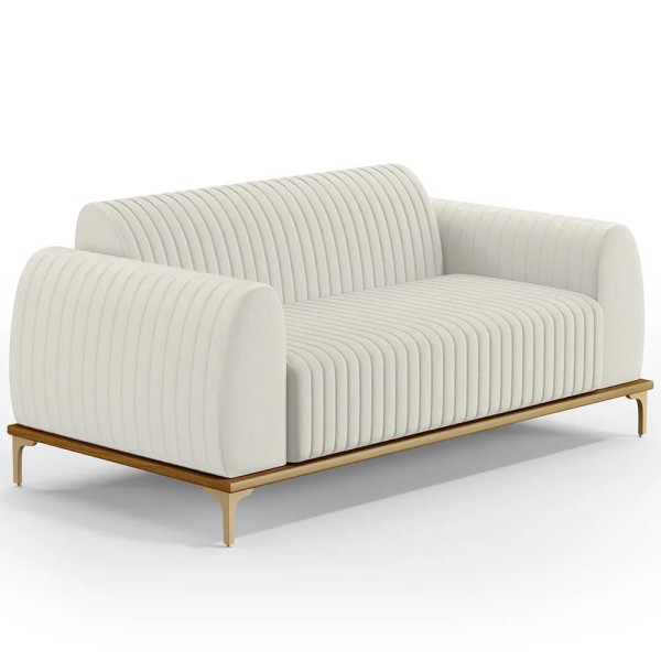 Encontraproduto.com.br - Sofá 150cm 2 Lugares Base Gold Molino D06 Linho C-367 Cru - Mpozenato