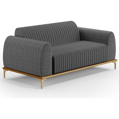 Sofá 180cm 3 Lugares Base Gold Molino D06 Linho C-416 Cinza Escuro - Mpozenato