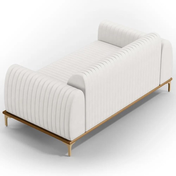 Encontraproduto.com.br - Sofá 180cm 3 Lugares Base Gold Molino D06 PU C-12 Branco - Mpozenato