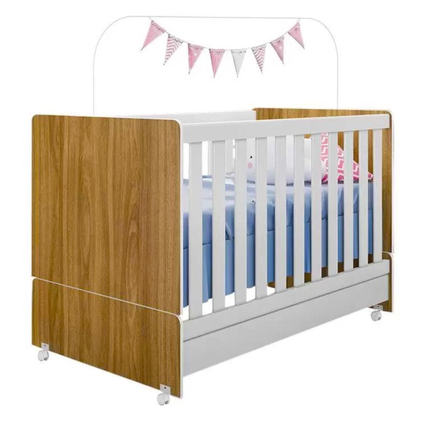 Encontraproduto.com.br - Berço Com Rodízios Encanto Nature branco