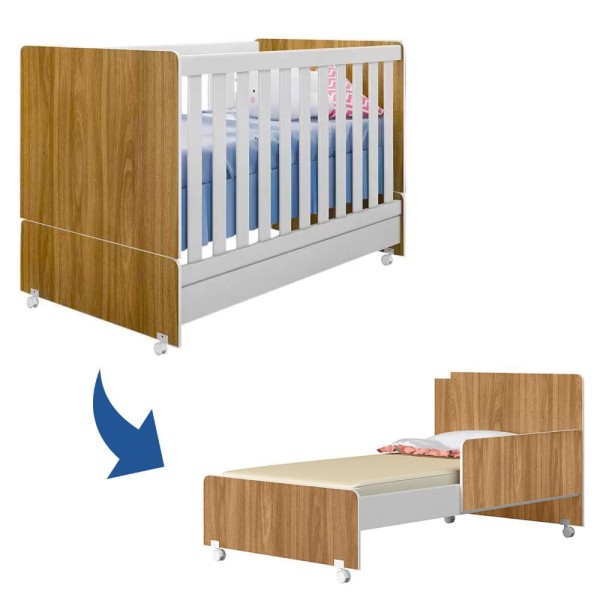 Encontraproduto.com.br - Berço Com Rodízios Encanto Nature branco