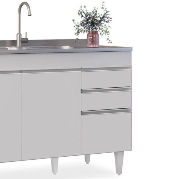 Encontraproduto.com.br - Armário Aéreo Virgínia E Balcão Com Pia 120cm Michigan Branc Cor Branco