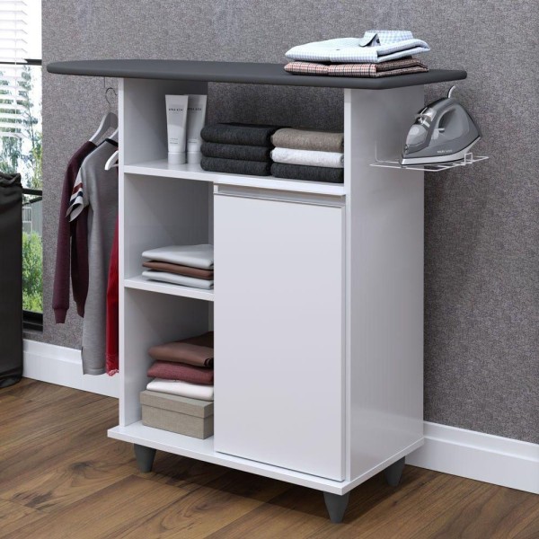 Encontraproduto.com.br - Tábua De Passar Com Balcão 1 Porta 1 Gaveta Giovana Branco