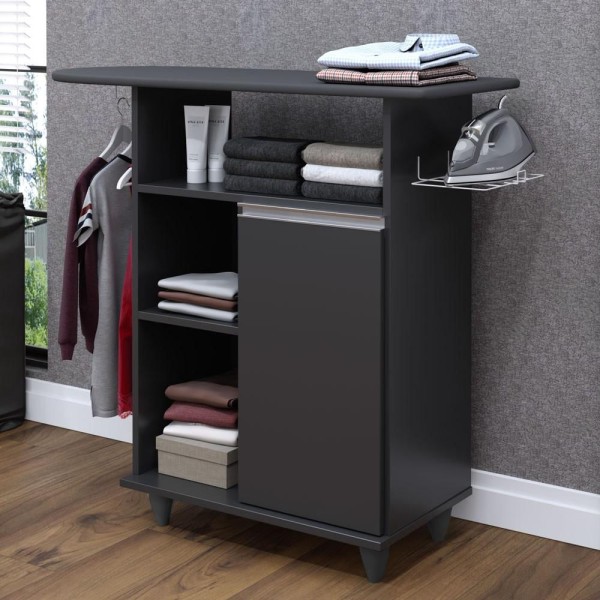 Encontraproduto.com.br - Tábua De Passar Com Balcão 1 Porta 1 Gaveta Giovana Preto