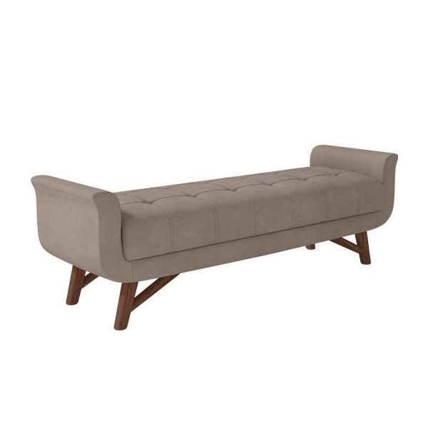 Puff Recamier 195Cm Neville P02 Veludo Bege Mpozenato