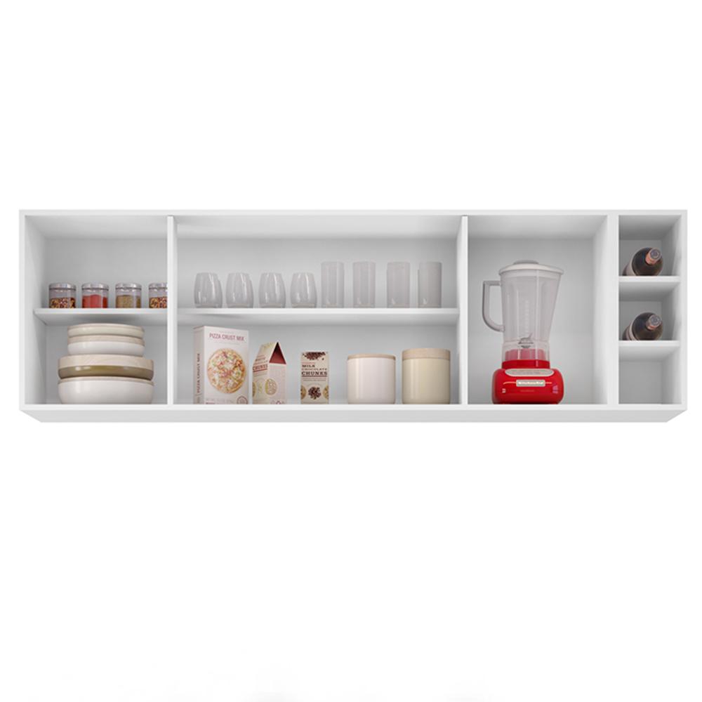 Encontraproduto.com.br - Armário Aéreo Nevada Com Nicho 180Cm 4 Portas Branco - Lumil