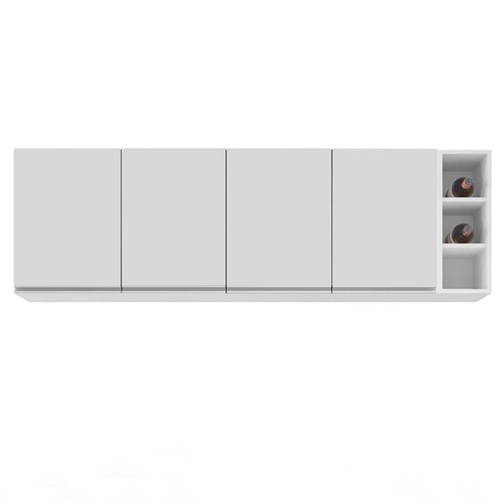 Encontraproduto.com.br - Armário Aéreo Nevada Com Nicho 180Cm 4 Portas Branco - Lumil