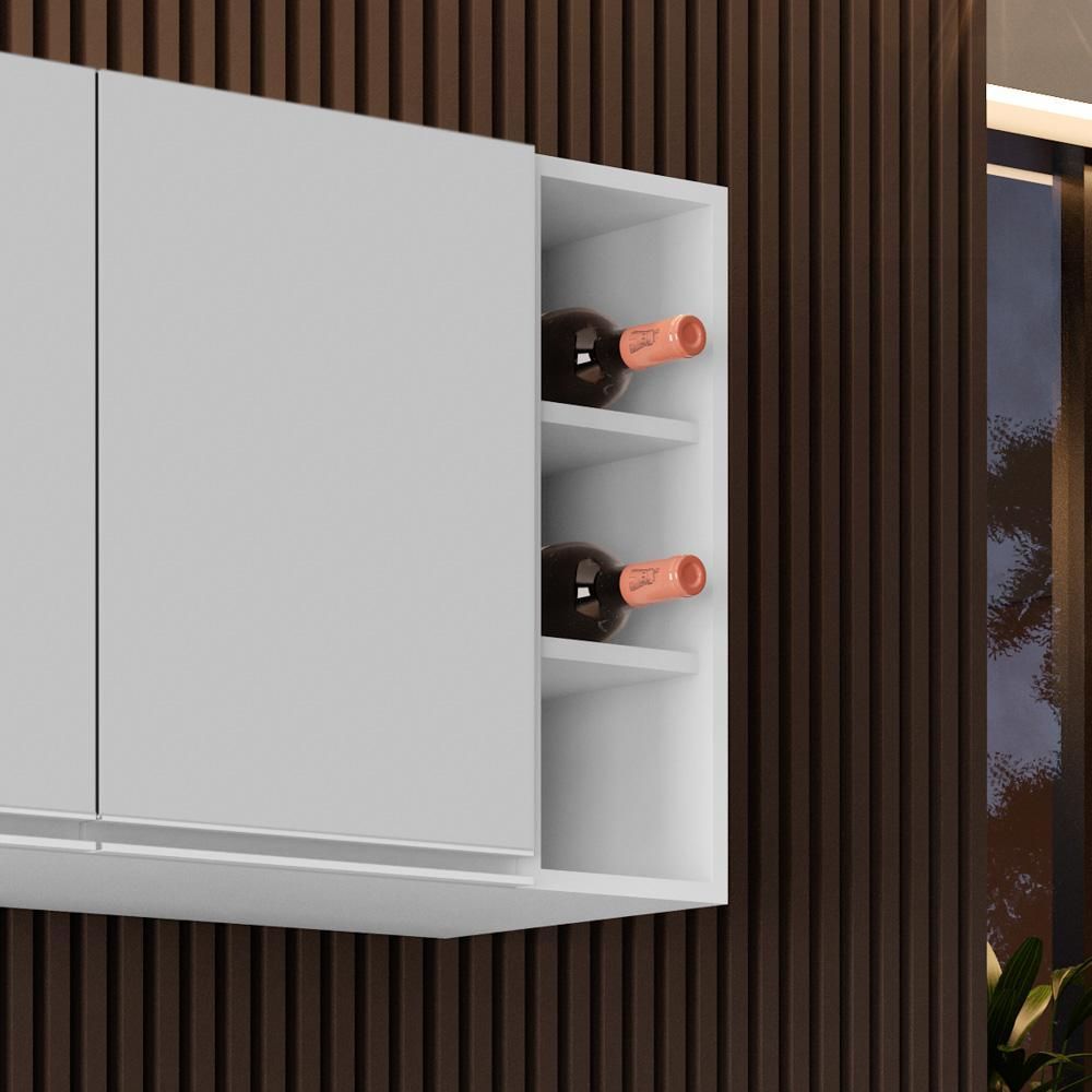 Encontraproduto.com.br - Armário Aéreo Nevada Com Nicho 180Cm 4 Portas Branco - Lumil