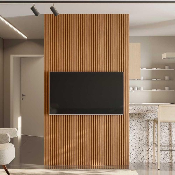 Encontraproduto.com.br - Painel Ripado Decorativo Sala Quarto 141x250cm Prime Plus L06 Nature Fosco - Mpozenato