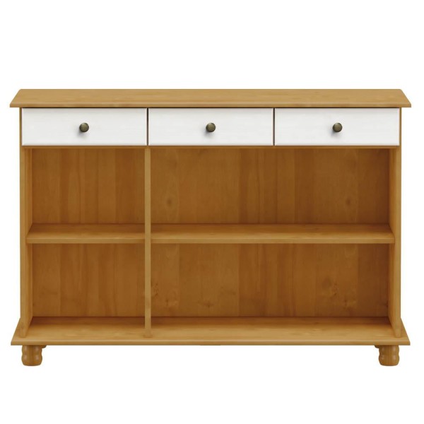Encontraproduto.com.br - Balcão Buffet Sala de Jantar Rústico 128cm 3 Portas 3 Gavetas Rubia F07 Carvalho/Branco - Mpozenato