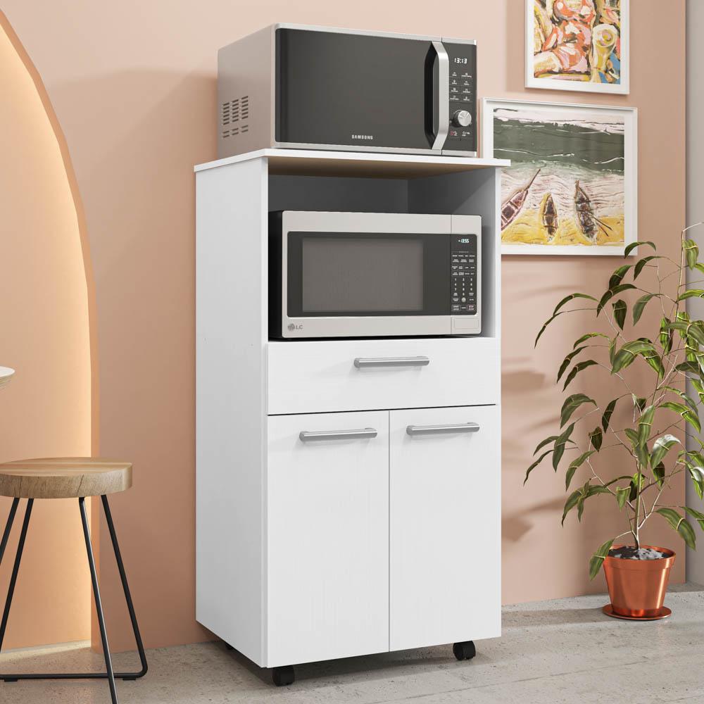 Encontraproduto.com.br - Balcão Multiuso 2 Portas com Espaço para Micro-ondas Duo K02 Branco/Supremo - Mpozenato