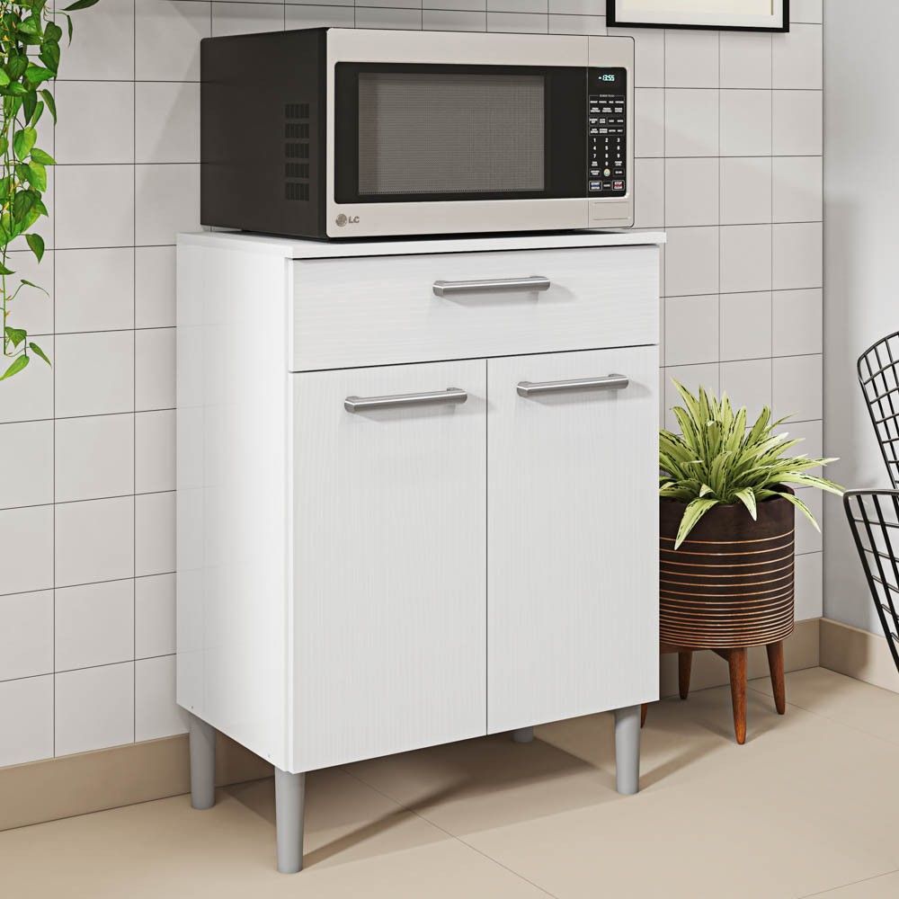 Encontraproduto.com.br - Balcão Multiuso 2 Portas com Espaço para Micro-ondas Duo K02 Branco/Supremo - Mpozenato