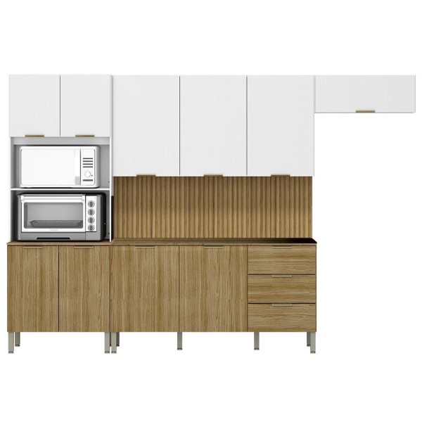 Encontraproduto.com.br - Armário de Cozinha 4 Peças Charm04 Balcão sem Tampo 160cm K02 Freijó/Supremo - Mpozenato
