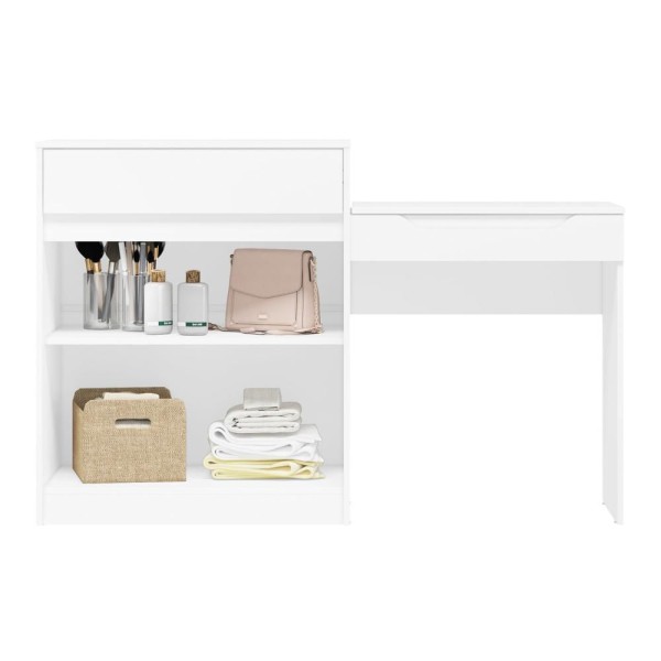 Encontraproduto.com.br - Penteadeira Escrivaninha com Espelho 2 Portas 1 Gaveta Bent A02 Branco Fosco - Mpozenato