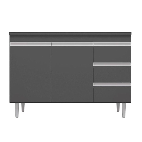 Encontraproduto.com.br - Balcão Gabinete Para Pia 100cm com Tampo 2 Portas Andréia Cinza - AJL Móveis