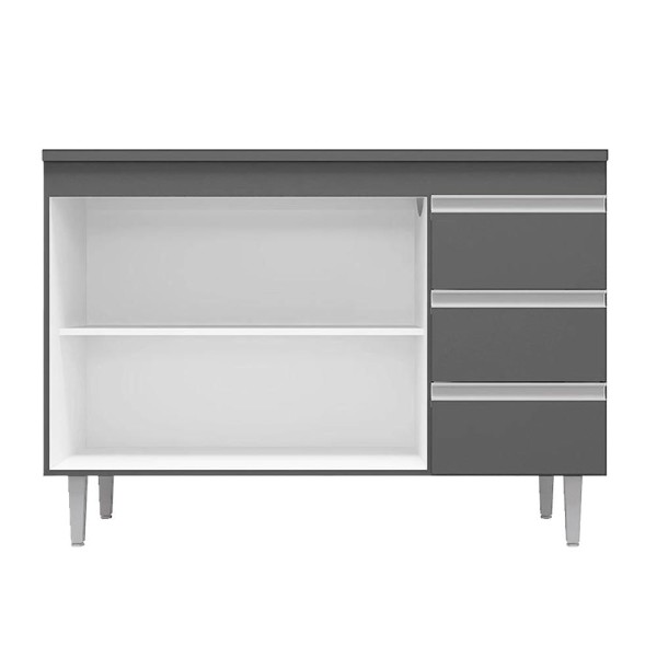 Encontraproduto.com.br - Balcão Gabinete Para Pia 100cm com Tampo 2 Portas Andréia Cinza - AJL Móveis