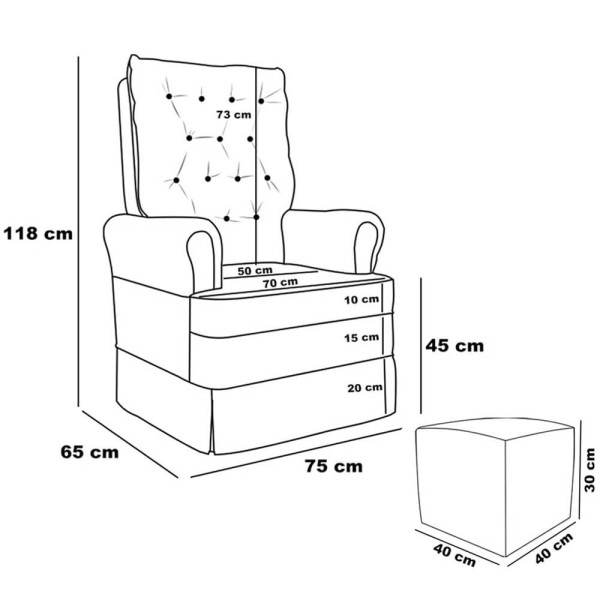 Encontraproduto.com.br - Kit 02 Poltronas de Amamentação e Descanso Com Balanço Laís G05 Veludo Verde - Mpozenato