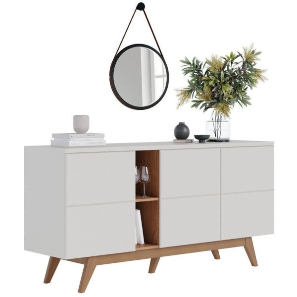 Encontraproduto.com.br - Balcão Buffet Rebeca Espelho Adnet 54cm C05 Off White/freijó