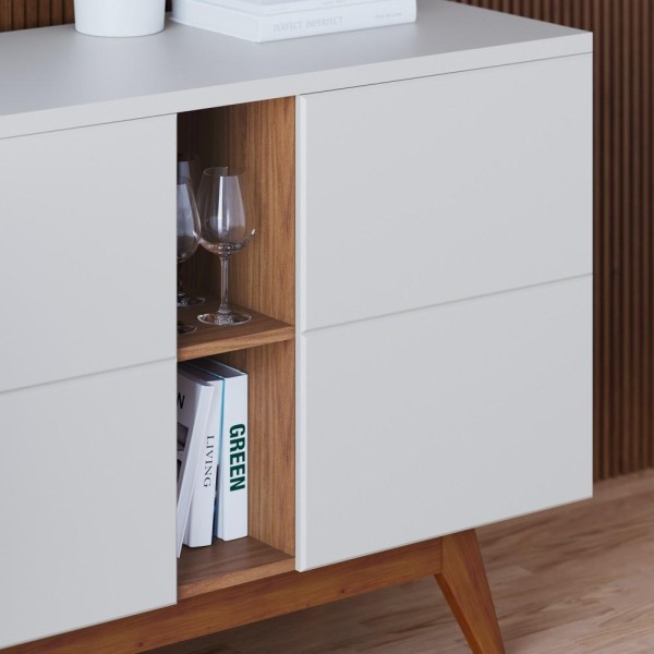 Encontraproduto.com.br - Balcão Buffet Rebeca Espelho Adnet 54cm C05 Off White/freijó