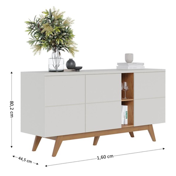 Encontraproduto.com.br - Balcão Buffet Rebeca Espelho Adnet 54cm C05 Off White/freijó