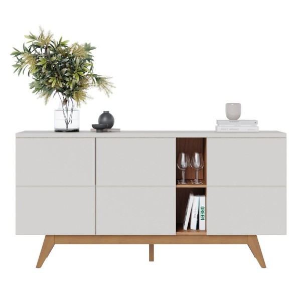 Encontraproduto.com.br - Balcão Buffet Rebeca Espelho Adnet 54cm C05 Off White/freijó