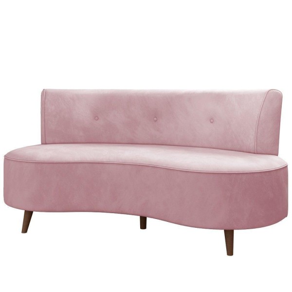 Sofá 2 Lugares para Sala Living 135cm Pés Palito Korah K04 Veludo Rosê - Mpozenato