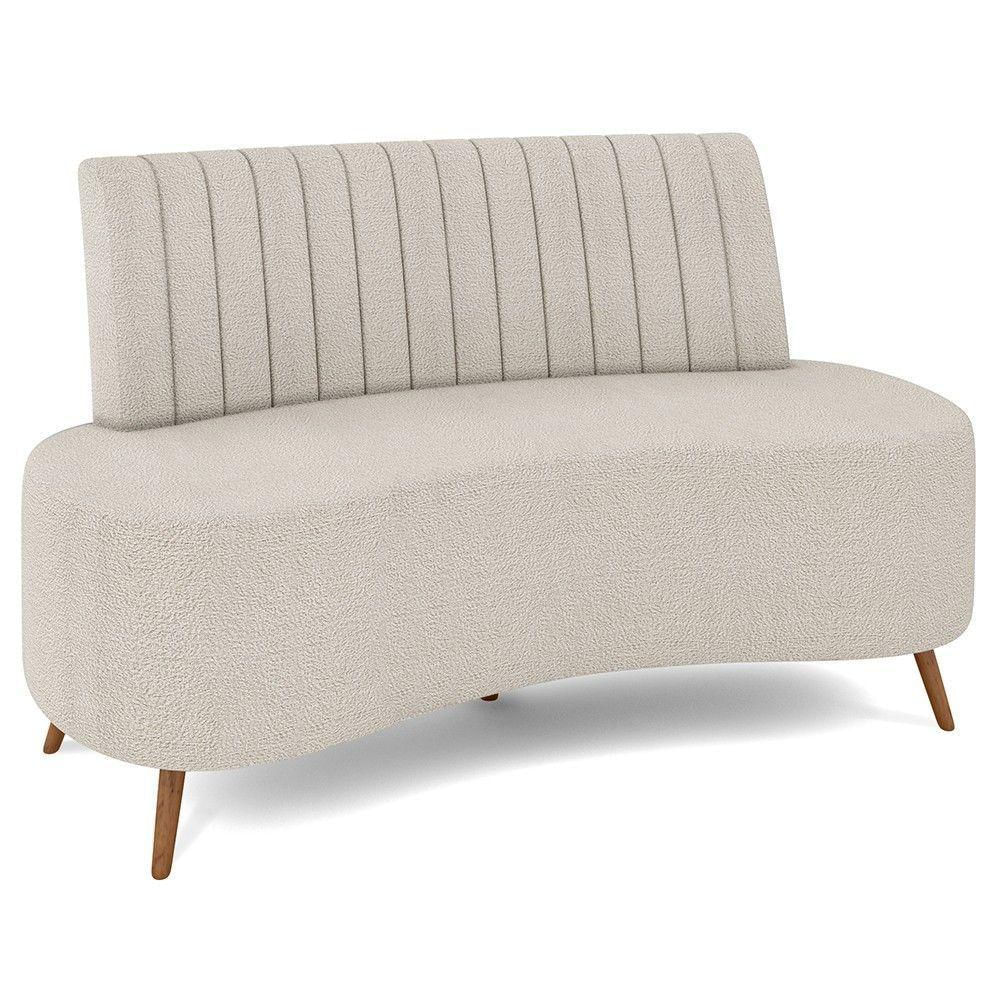 Sofá 2 Lugares Para Sala Living 135cm Pés Palito Tamar K04 Bouclê Bege - Mpozenato