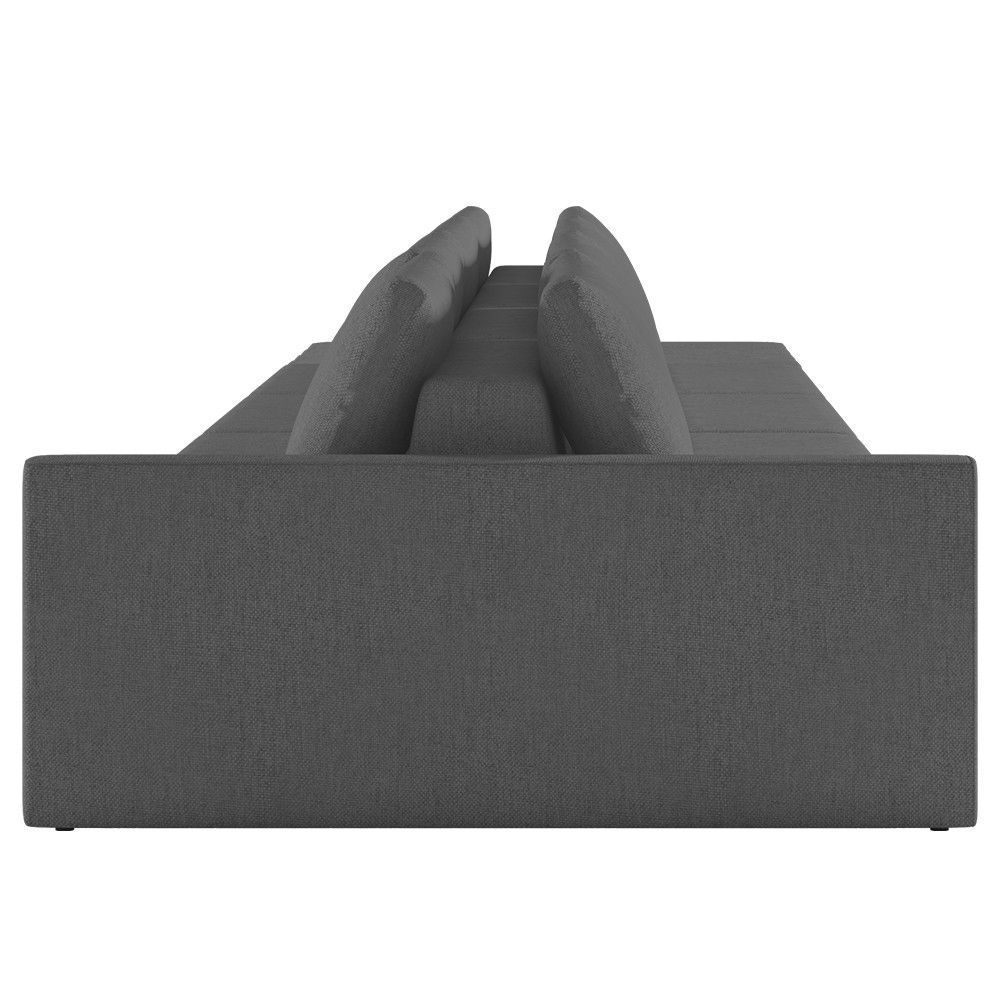 Encontraproduto.com.br - Sofá Ilha Modular com Puff para Sala Living 432cm Georgia K04 Linho Cinza Escuro - Mpozenato