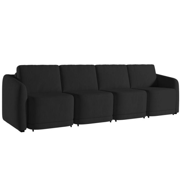 Sofá Cama Casal Para Sala 356cm Polska K04 Veludo Preto - Mpozenato