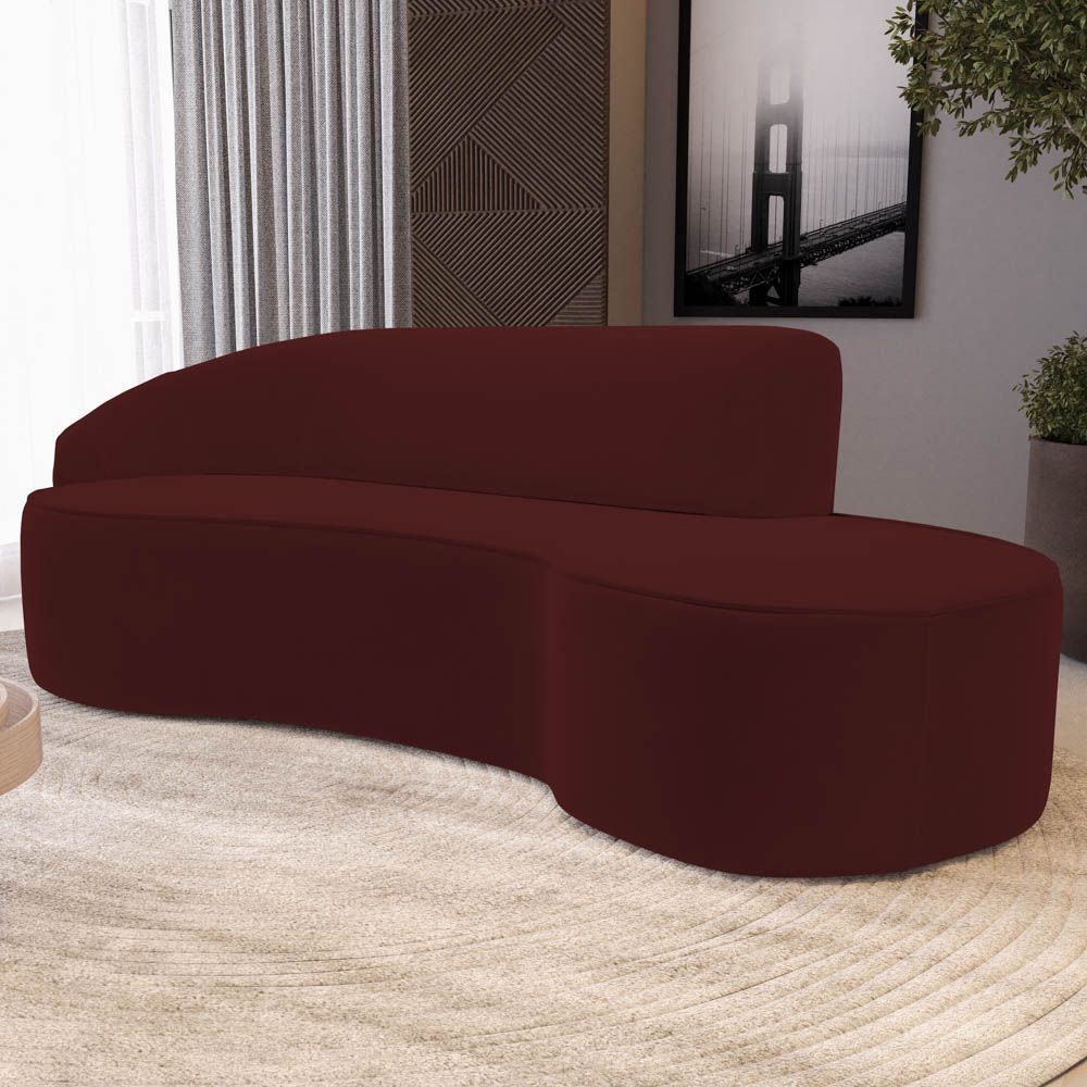 Encontraproduto.com.br - Sofá Living 2 Lugares 180Cm Braço Esquerdo Mozart D06 Veludo Vermelho - Mpozenato