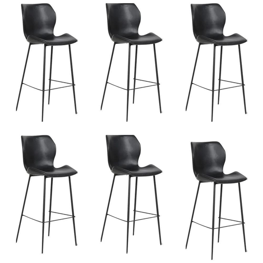 Encontraproduto.com.br - Kit 6 Banquetas Alta com Encosto para Bancada Cozinha Penha R02 Sintético Preto - Mpozenato