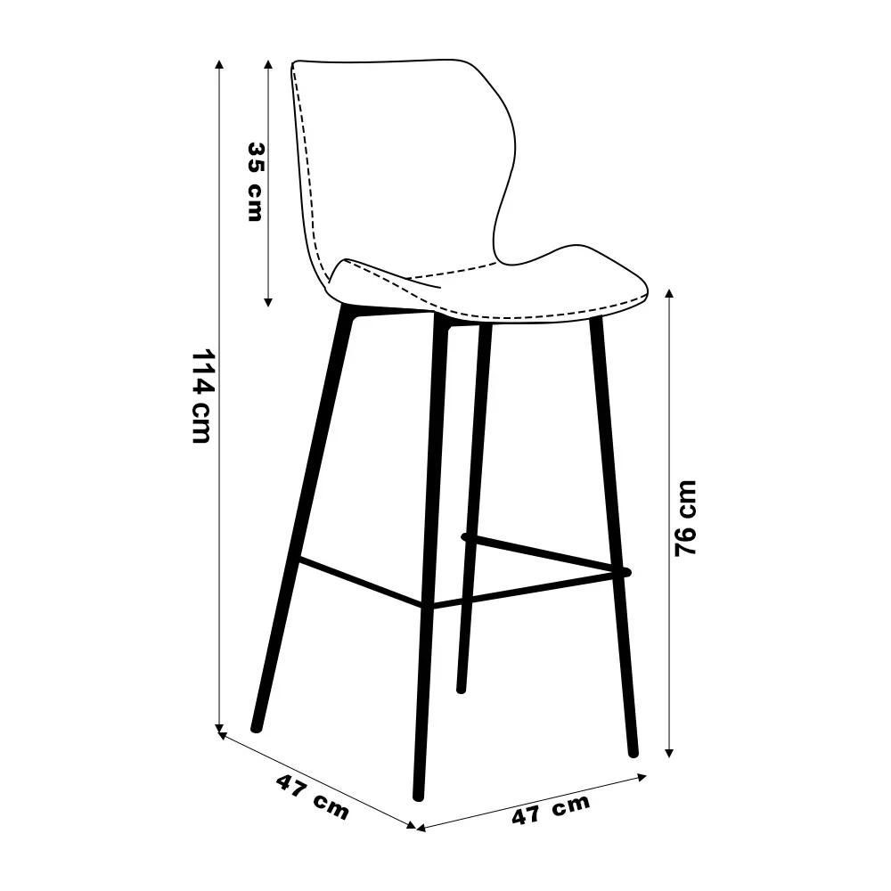 Encontraproduto.com.br - Kit 6 Banquetas Alta com Encosto para Bancada Cozinha Penha R02 Sintético Preto - Mpozenato