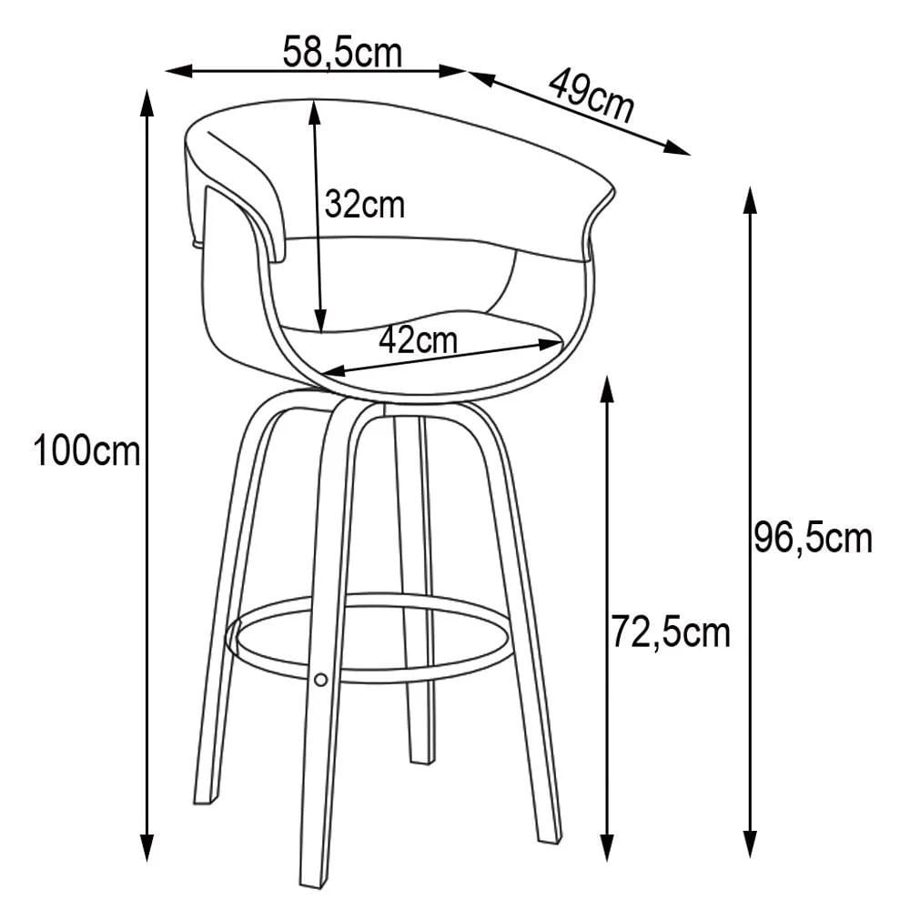 Encontraproduto.com.br - Kit 6 Banquetas Giratória Alta com Encosto Base Madeira Ravi R02 Sintético Marrom - Mpozenato
