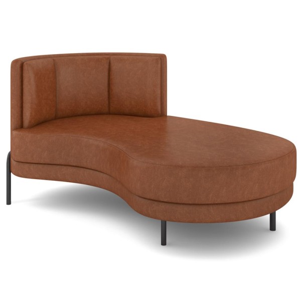 Encontraproduto.com.br - Chaise Longue Divã 164cm Braço Esquerdo Logus D06 Sintético Marrom - Mpozenato