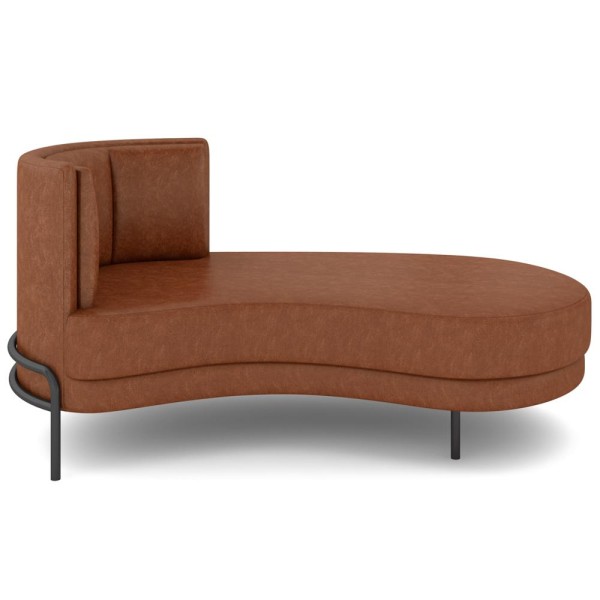 Encontraproduto.com.br - Chaise Longue Divã 164cm Braço Esquerdo Logus D06 Sintético Marrom - Mpozenato